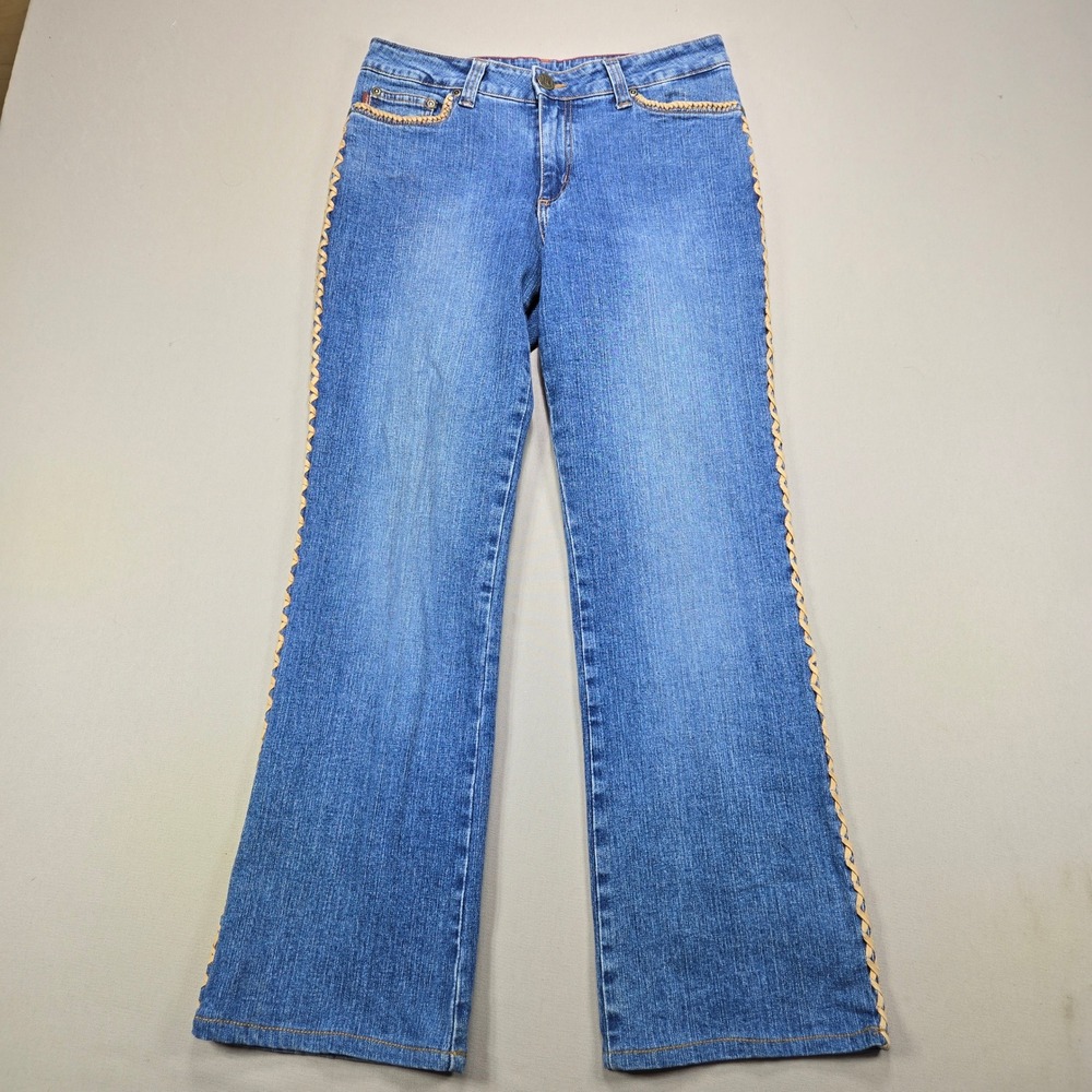 Mu Jeans Bootcut Western Braided Side Trim Blue Denim Womens Size 10‎